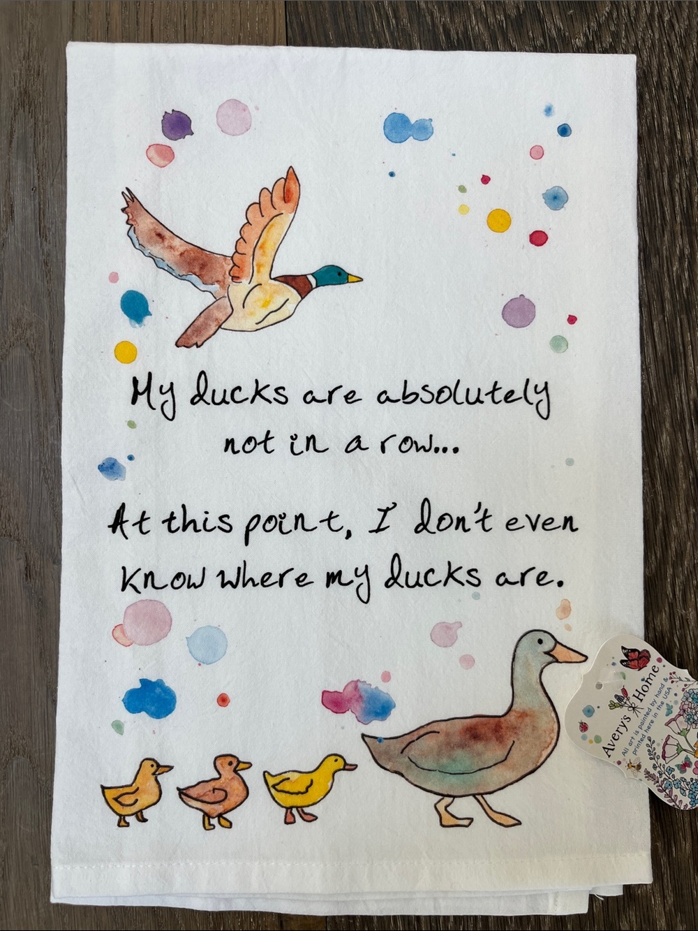 New Avery's Home Ducks In A Row Kitchen Cotton Tea Dish Towel Mallard Gift Lake